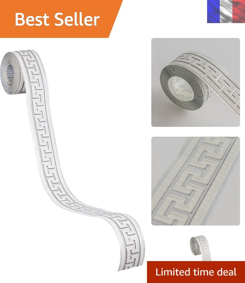 Frise murale auto-adhesive grise de 5m pour deco bordure et mur
