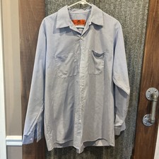 Red Kap Men's Long Sleeve Industrial Work Shirt Striped Size Large