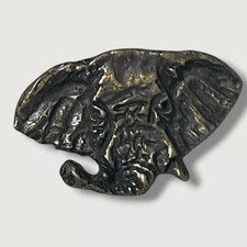 Elephant Head Bust Antique Bronze Gold Tone Lapel Vest Hat Pin D28
