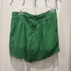 Green Scalloped and Pleated Shorts Woman’s Size Large — photo 1