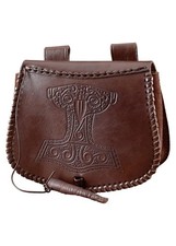 Battle Merchant Gürteltasche mit Thorshammer Prägung Leder Braun
