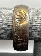 Vintage Brass Tone Plated Bangle Bracelet Wid...