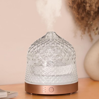 200ml Glass Reservoir Essential Oil Diffuser with Glass Dome Ultrasonic Aroma...