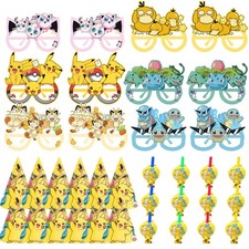 Pokemon Party Favors Pikachu Kids Birthday Decor Hat Blowout Glasses Photo Prop