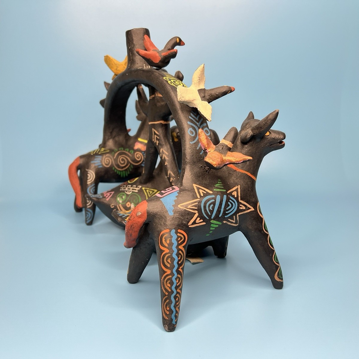 RARE BLACK 1966 Heron Martinez Mendoza ~ Pottery Mexican Folk Art