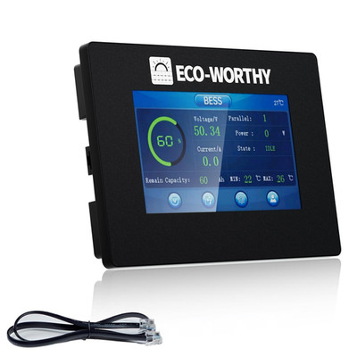 48V Lifepo4 Battery Monitor with 4.3'' Touchscreen, RS232 Interface, Compatible w