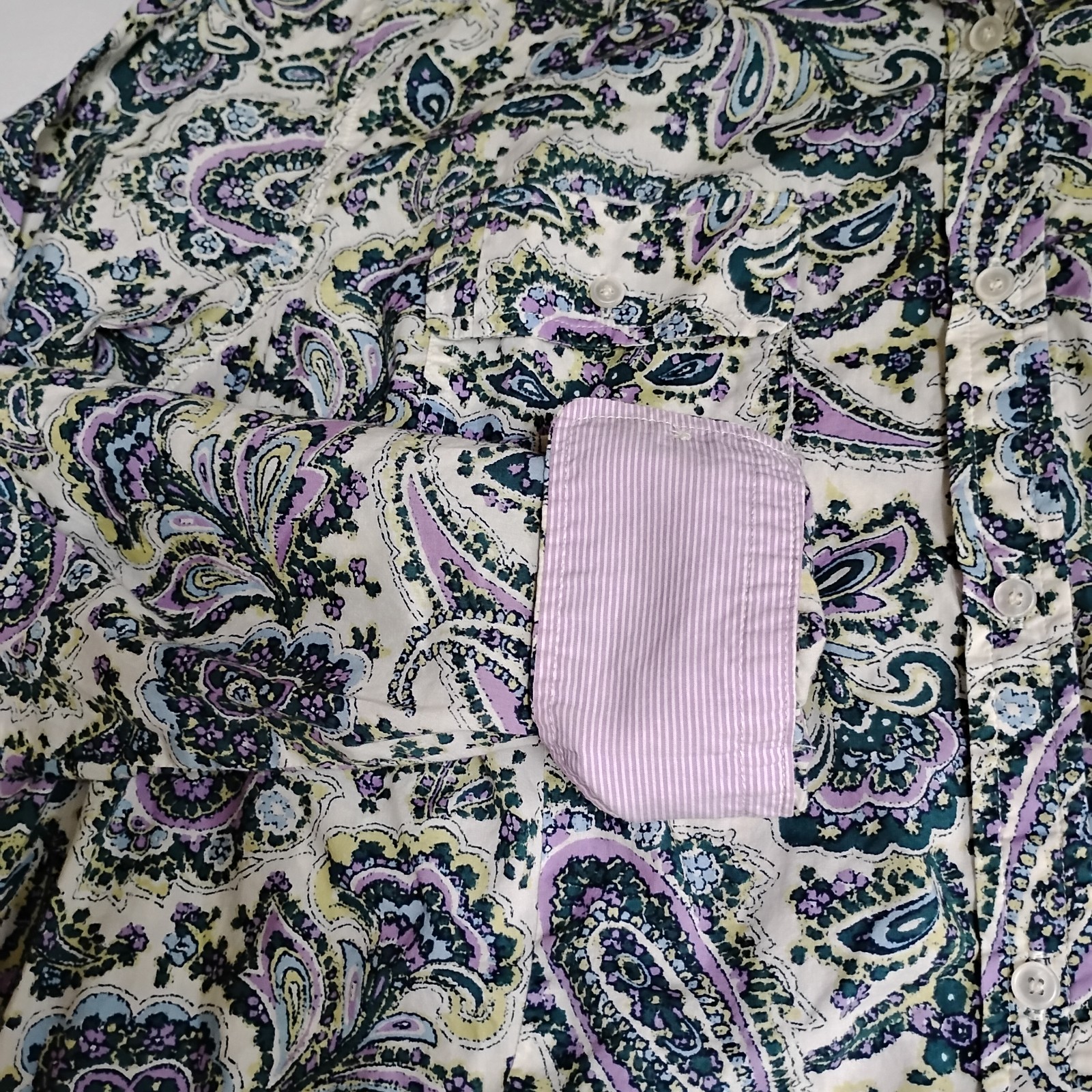 Talbots Top 20w Button Down Roll Tab Paisley Offi… - image 2