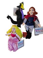 Disney Store Sleeping Beauty Bean Bag Plush Set of 3 With Tag Dragon