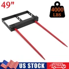 49" Dual Tine Hay Bale Spear Skid Steer Loader Tractor Bucket Attachment 4000LBS