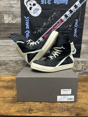 Rick Owens Geo Baskets Black Leather Size 46
