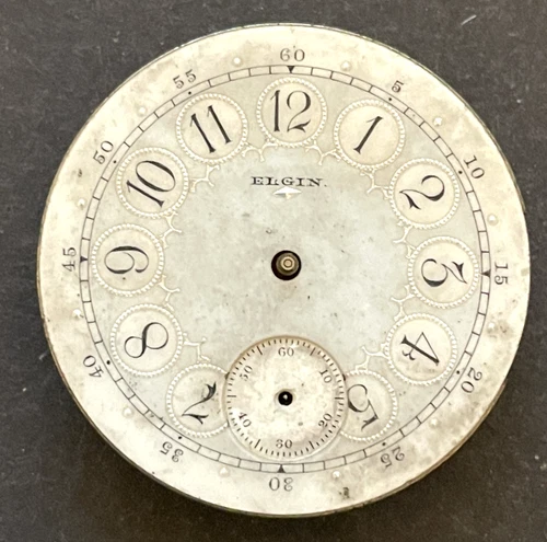 Antique 1900 Elgin Grade 216 Pocket Watch Movement Parts Fancy Dial 6s 15j USA