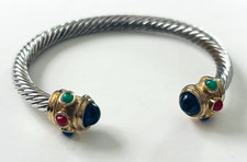 Vintage Silver Tone Cable Cuff Bracelet – Twisted Cable with Gold Vermeil