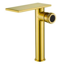 Modern Brushed Gold Tall Waterfall Basin Mixer Tap with Adjustable Knobs and ...