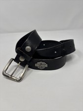 Harley Davidson Black Leather Belt Size 38 With Harley Plaque Read