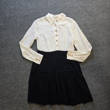 J Crew Dress Womens Size 8 Black White Midi A Line Long Sleeve Lined Capsule