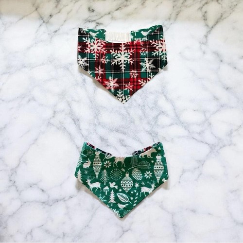 DOG Bandana - Snowflakes & Christmas (Reversible) - Size L Large