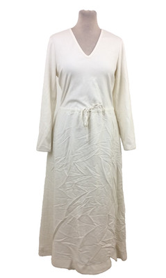 Jaeger Women's Dress Size 14 Ivory A-line Mixed Fabrics Jersey Woven Ties New F1