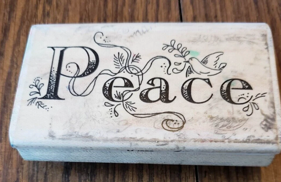 Резиновый штамп Stampington Company Vintage Script Peace с лентами и птицами - Изображение 3 из 4