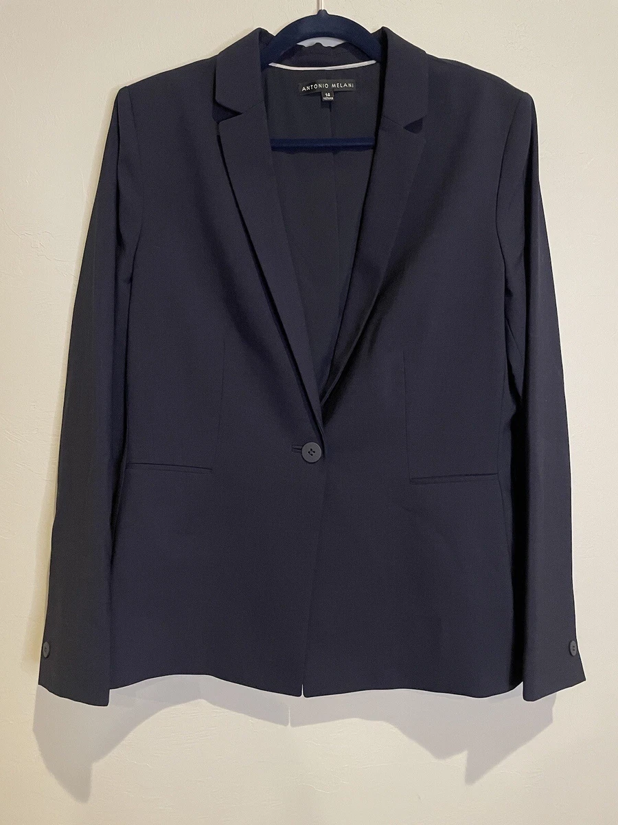 Antonio Melani Women s 14 Navy Blue 1 Button Front Business Career