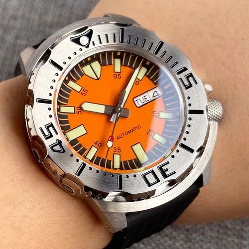 Reloj automático para hombre Tandorio 42 mm Monster NH36A 20 bar luz cristal zafiro