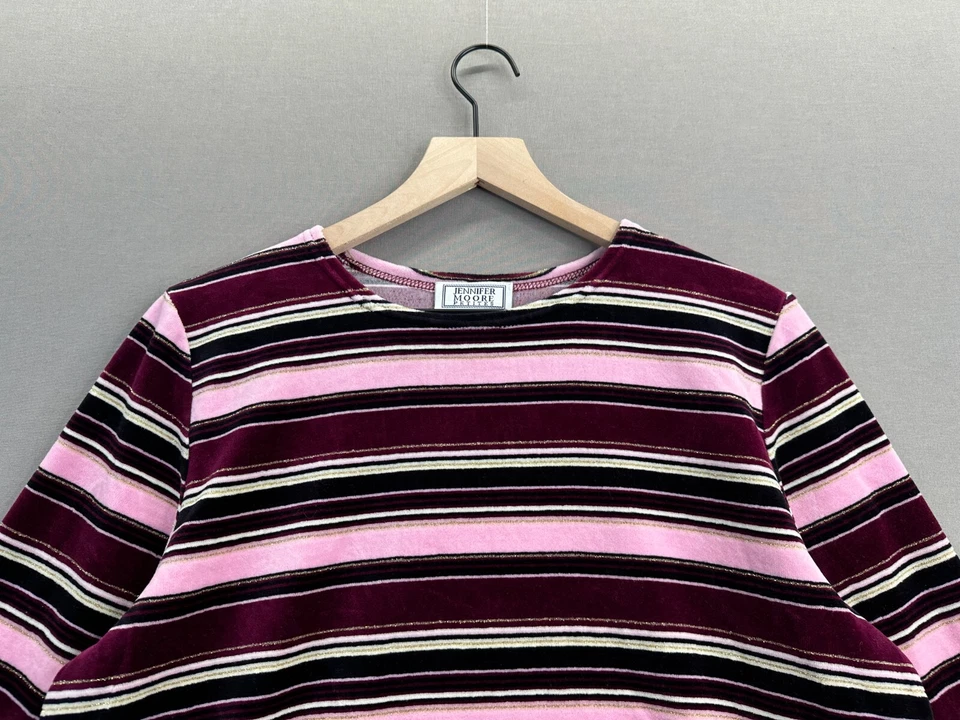 Женская розовая футболка пуловер Jennifer Moore в полоску с длинным рукавом вырез лодочкой размер M - Изображение 3 из 4