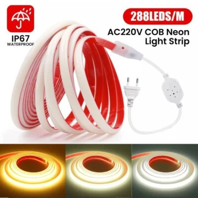 Bobina 50m Striscia LED COB Adesiva 220V – 10W/m, IP65, Taglio Ogni 5 Cm, SILAMP