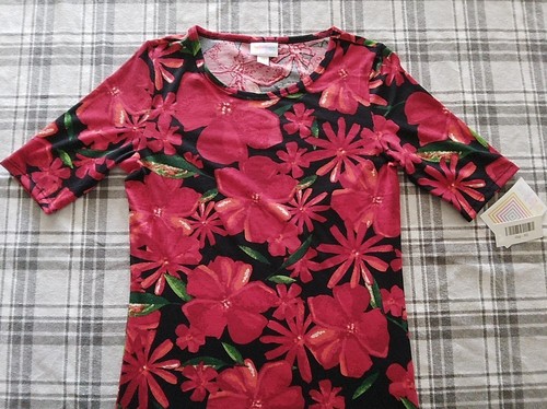LuLaRoe Gigi Womens Shirt Red Floral Size XS NWT - Picture 2 of 6