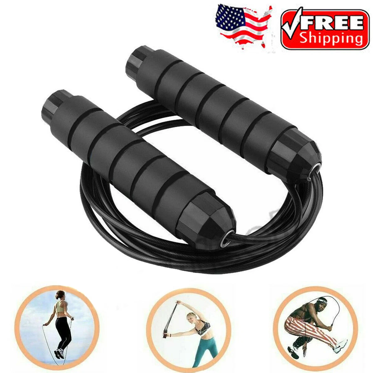 Jump Rope Gym Aerobic Exercise Boxing Skipping Adjustable Bearing