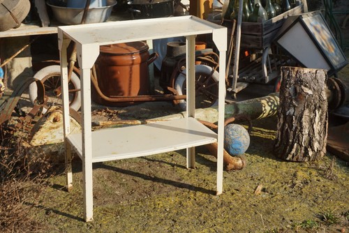 1950er Metall Regal Küchenregal 50er 60er Retro Vintage Beistelltisch Blumenbank