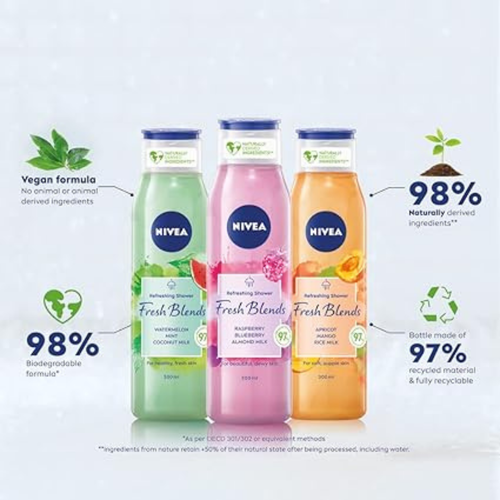 NIVEA Fresh Blends Apricot Shower Gel 300ml Apricot Scented Women's Shower Gel - Picture 2 of 6