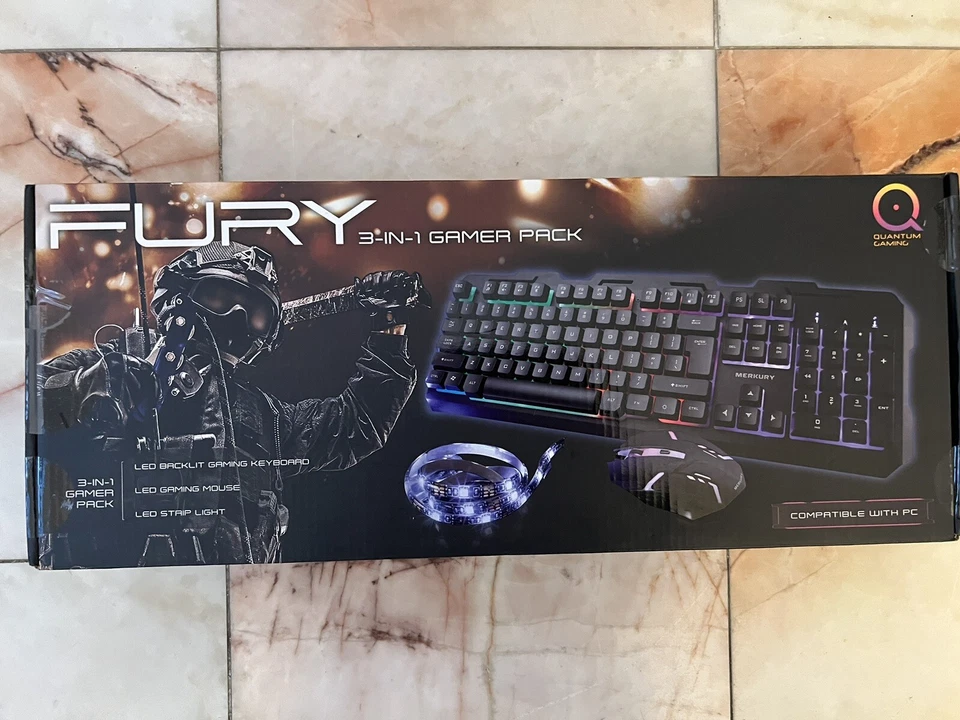 Fury 3-in-1 Gamer Pack Keyboard, Gaming Mouse, Led Strip Light - Image 3 of 3