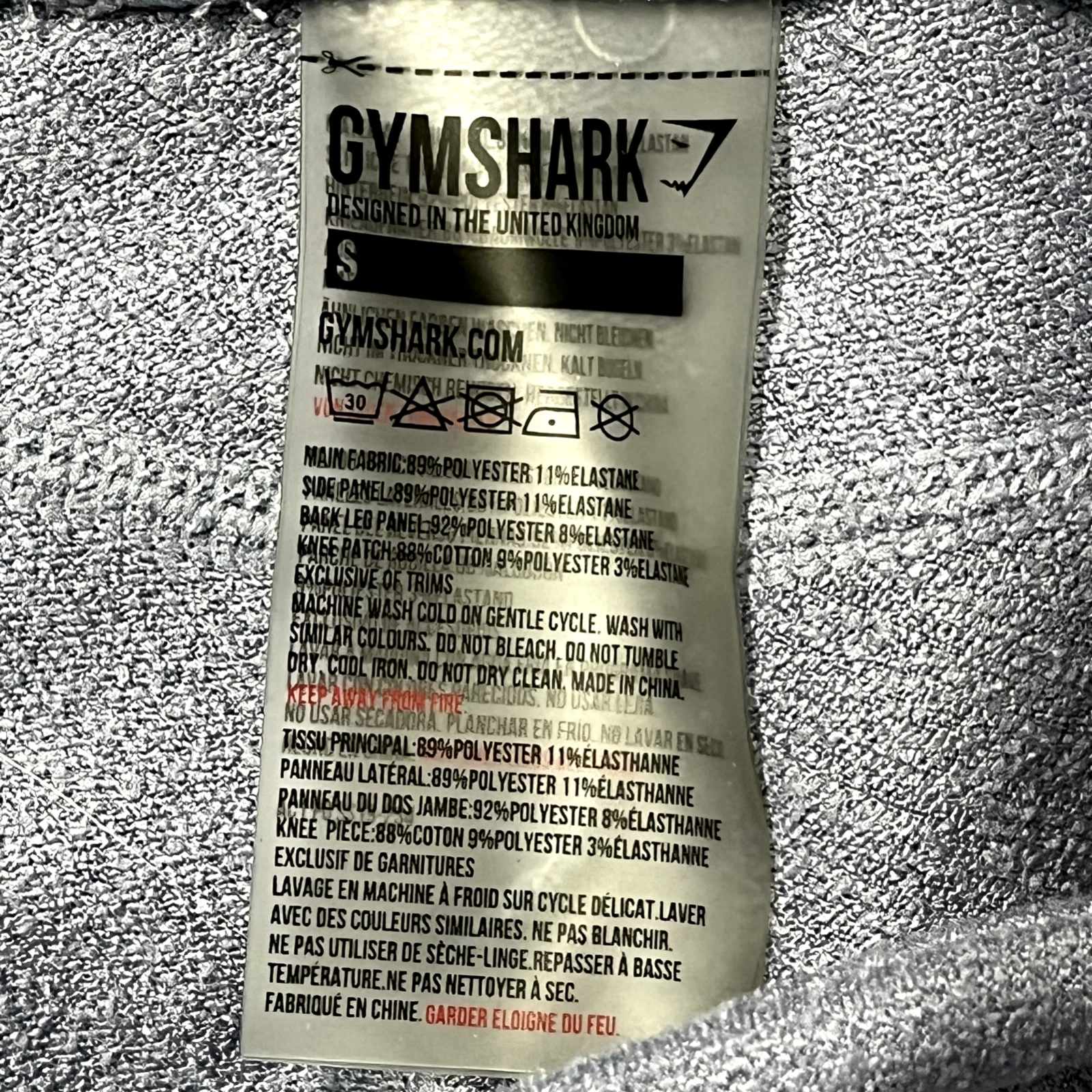 gymshark 7/8 length small pocket athletic yoga leggings