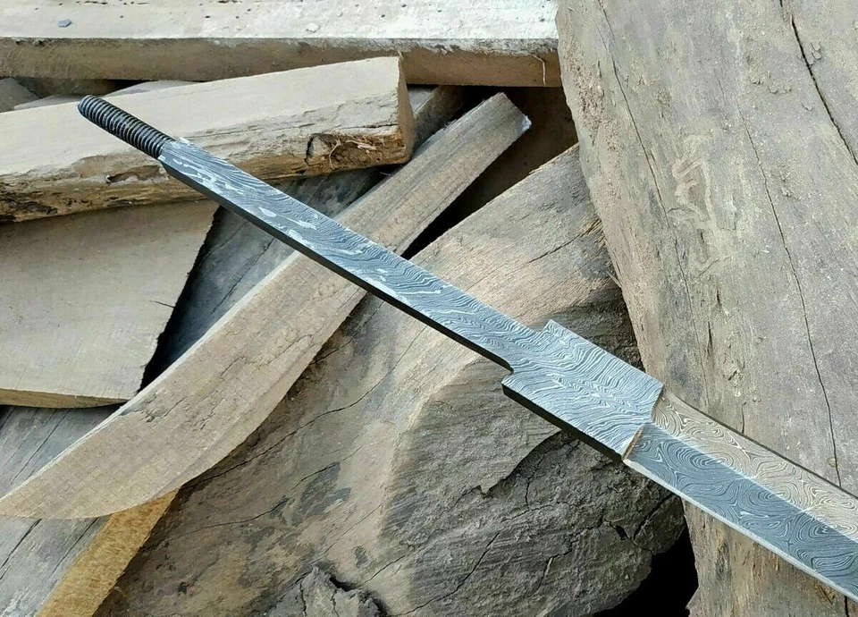 DAMASCUS STEEL VIKING SWORD FULL TANG BLANK BLADE FOR SWORD MAKING 32” INCH - Image 3 of 4