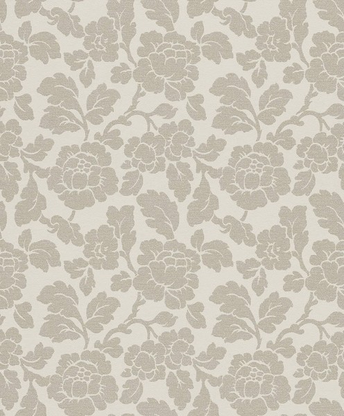 Rasch Vliestapete 441529 Belleville, BlüTen In Taupe Auf Creme Textile Struktur-image
