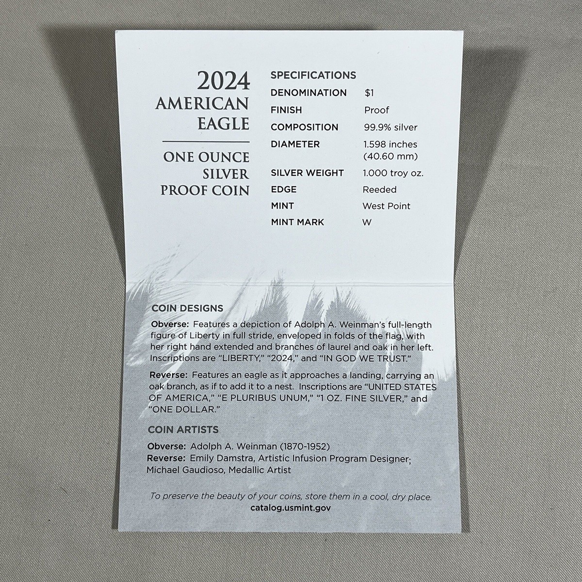 American Eagle 空箱 FIVE (5) 2024 W American Silver Eagle PROOF OGP Case Box COA