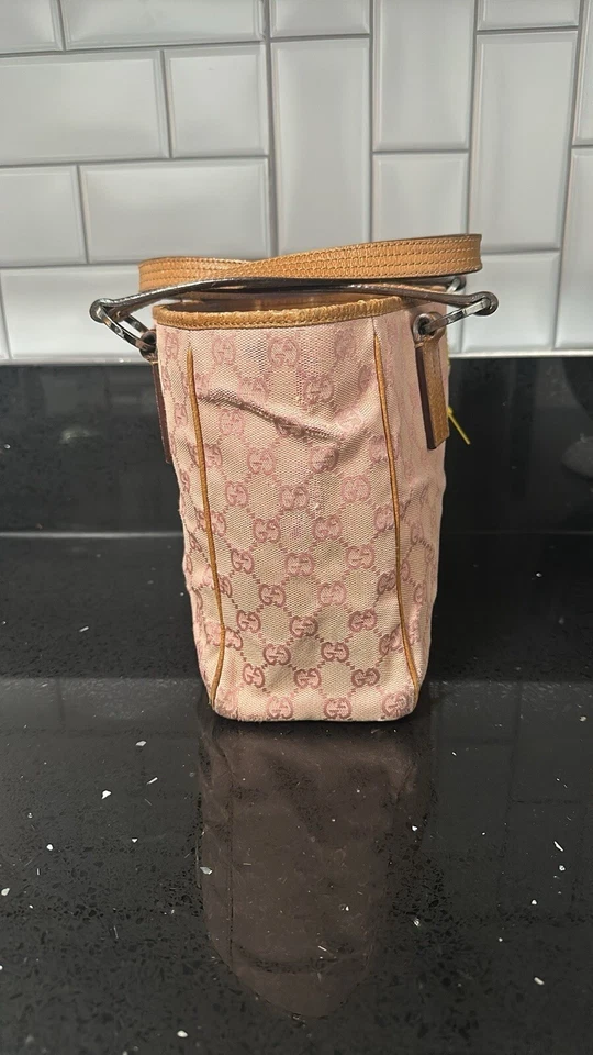 Authentic Women’s Pink Gucci double G Monogram Purse Small Tote - Image 3 of 4