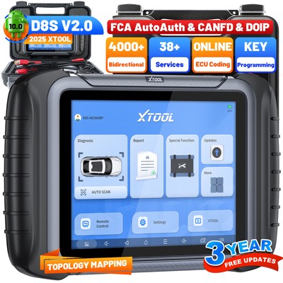 XTOOL D8S V2.0 Car Bidirectional OBD2 Scanner ECU Coding Key Programmer Topology