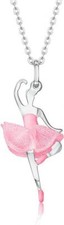 925 Sterling Silver Ballerina Necklace CZ Ballet Dancer Necklace for Girls Gifts