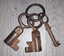 Antique Rusty Skeleton Keys Set Prevention is Better Than Cure P & Co. Keyring