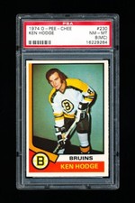 1974 OPC HOCKEY 230 KEN HODGE PSA 8mc NM-MINT BRUINS