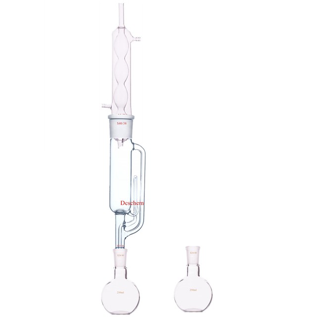 250ml 24 40 Glass Soxhlet Extractor Body Allihn Condenser 2 Flat