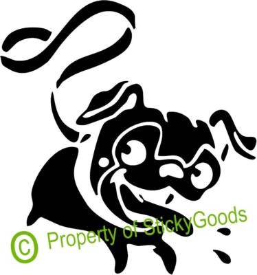 Pug on Leash Vinyl Decal Sticker - Pug Dog for Car Truck Window Laptop ...