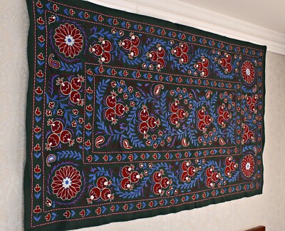 Uzbek hand embroidered suzani fabric,tapestry wall hanging,tablecloth,blanket