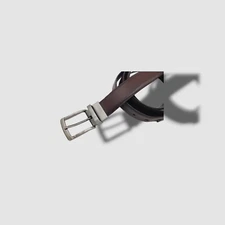 $124 Perry Ellis Men's Brown Black Leather Strap Reversible Buckle Dress Belt 40