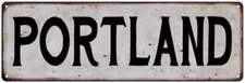 PORTLAND Vintage Look Rustic Metal Sign City State 106180041194