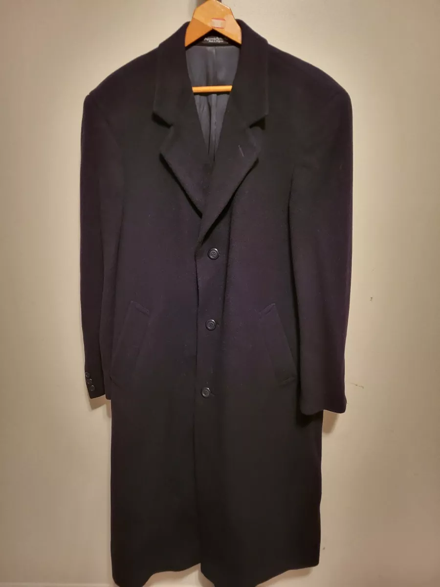 DI Silver Wool Cashmere Blend Men's Black Trench Coat Size 42