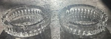 2 Vtg Ash Trays Heavy 12 oz -14 1/2” Round Faceted Clear Glass Cigarette  4Rests