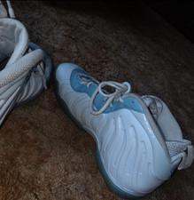 Nike Foamposite White Light Blue High Top Lace Up Men's Athletic Sneaker