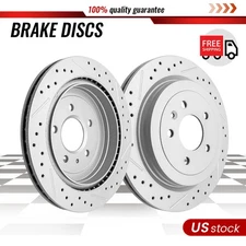 12.40 inch Pair Rear Drilled Disc Brake Rotors Set for 2013 - 2019 Cadillac ATS