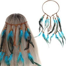 Tribal Feather Headband, Native American Warrior Headdress, Festival Accessory